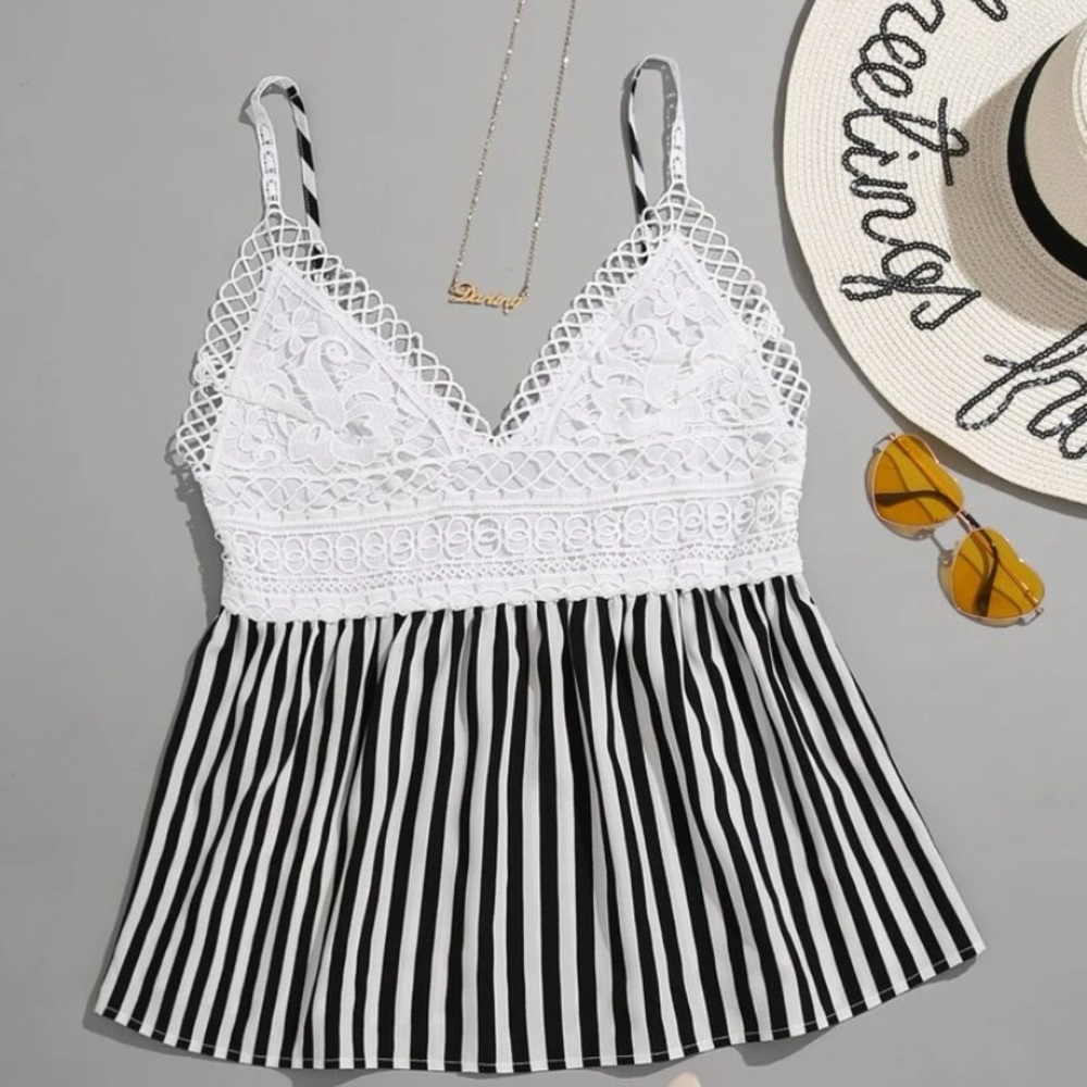 Black and white striped top